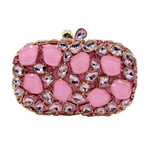 Women's Metallic Hasp Closure Rhinestones Pattern Wedding Clutch