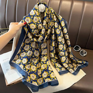 Women's Silk Neck Wrap Printed Pattern Trendy Beach Scarves