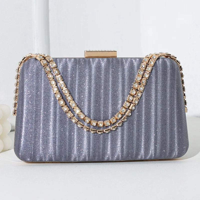 Women's PU Hasp Closure Rhinestone Luxury Bridal Wedding Clutch