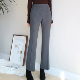 Women's Cotton High Waist Zipper Fly Closure Casual Trousers