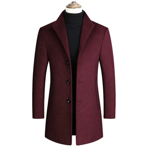 Men's Wool Turn-Down Collar Full Sleeves Single Breasted Coat