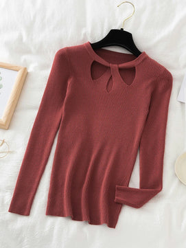 Women's Acrylic O-Neck Long Sleeves Casual Pullover Sweaters