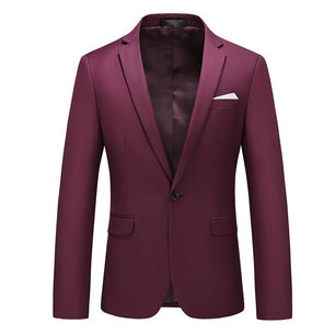 Men's Polyester Notched Collar Long Sleeve Single Breasted Blazer