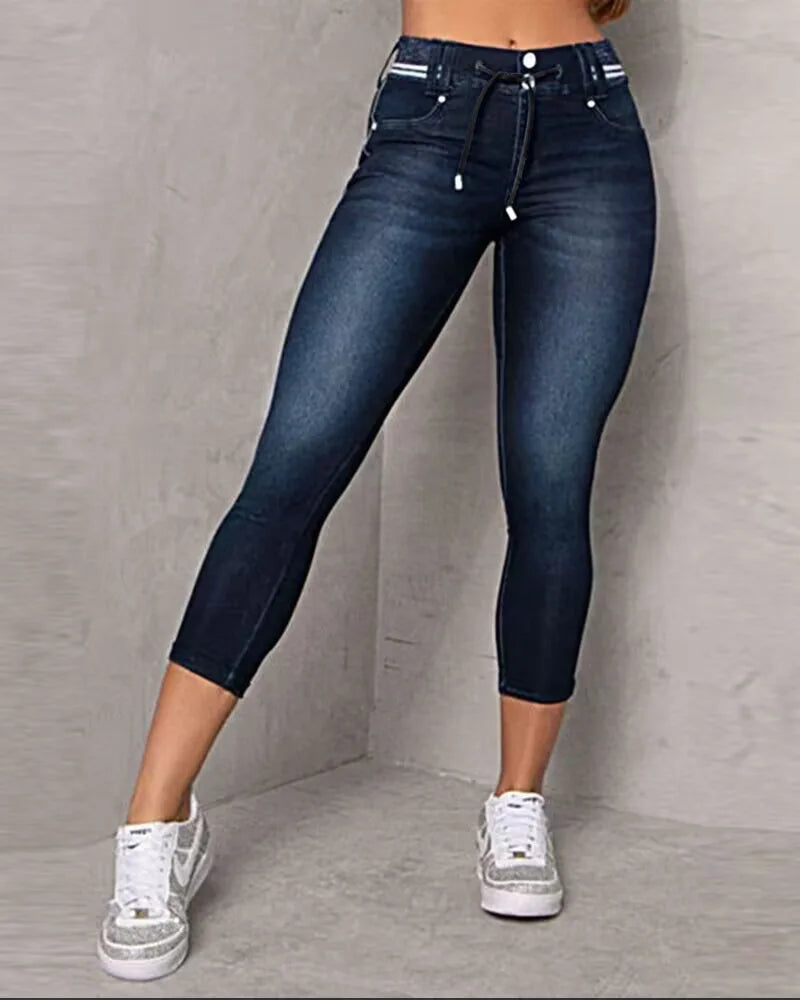 Women's Cotton High Waist Elastic Closure Casual Wear Pants