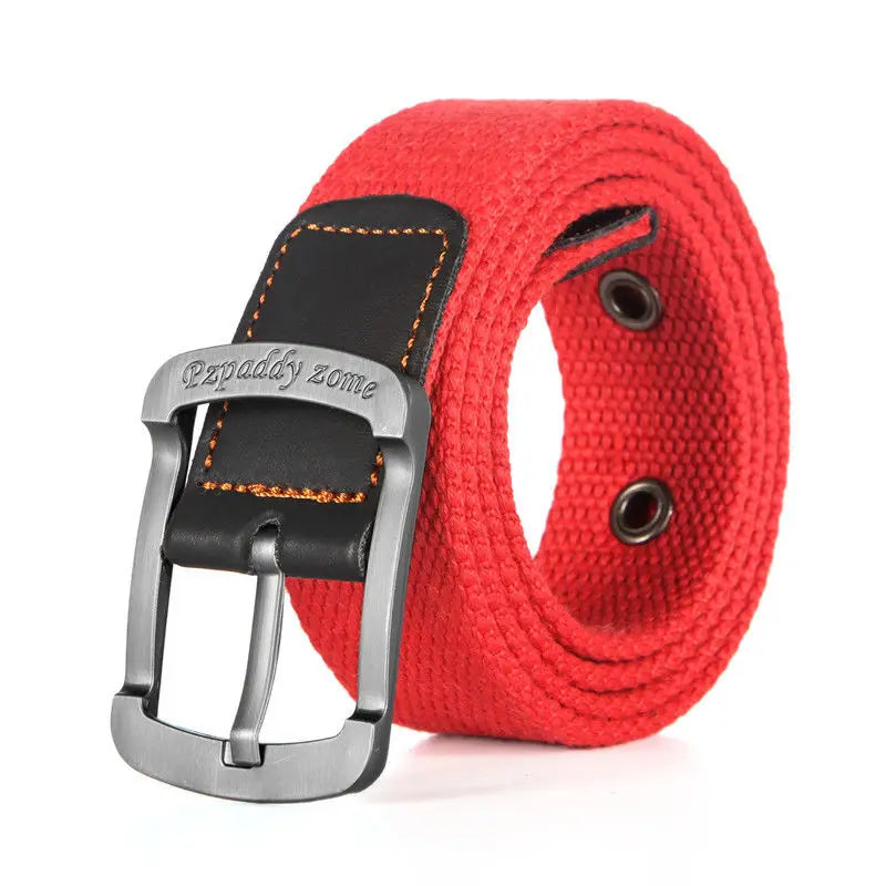 Men's Canvas Pin Buckle Closure Mixed Colors Pattern Belts