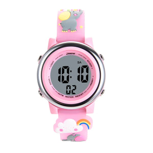 Kid's Rubber Frame Buckle Clasp Round Shaped Automatic Watch