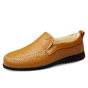 Men's Genuine Leather Round Toe Slip-On Closure Casual Wear Shoes