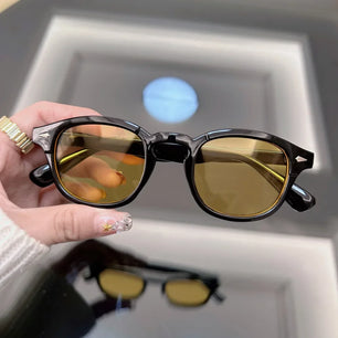 Women's Plastic Frame Acrylic Lens Round Shape Vintage Sunglasses