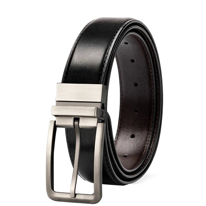 Men's Split Leather Pin Buckle Closure Plain Pattern Trendy Belts