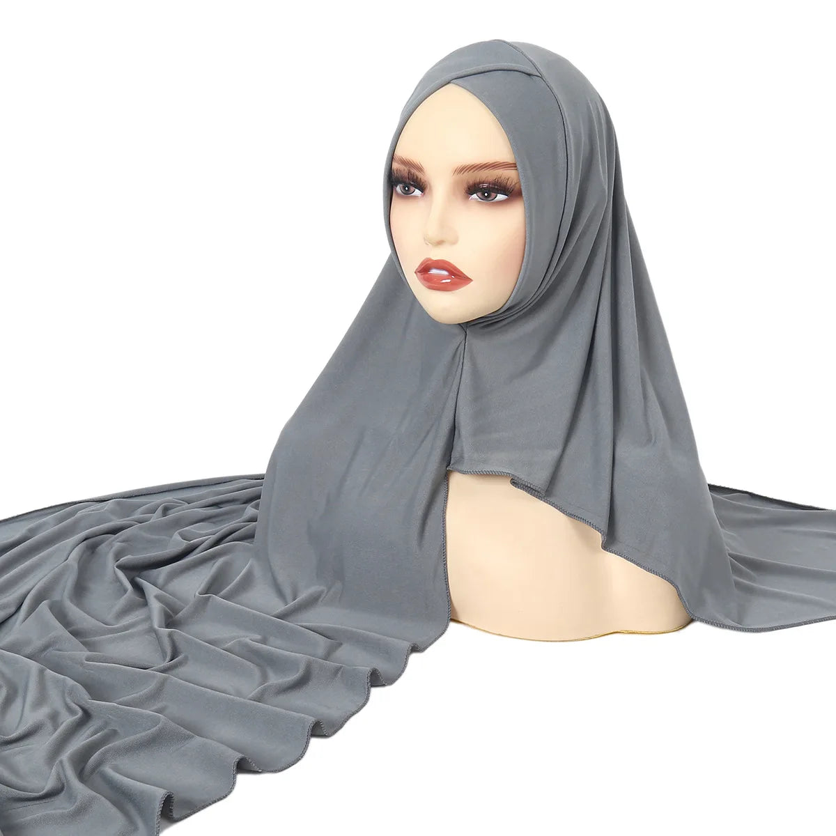 Women's Arabian Polyester Head Wrap Solid Pattern Elegant Hijabs