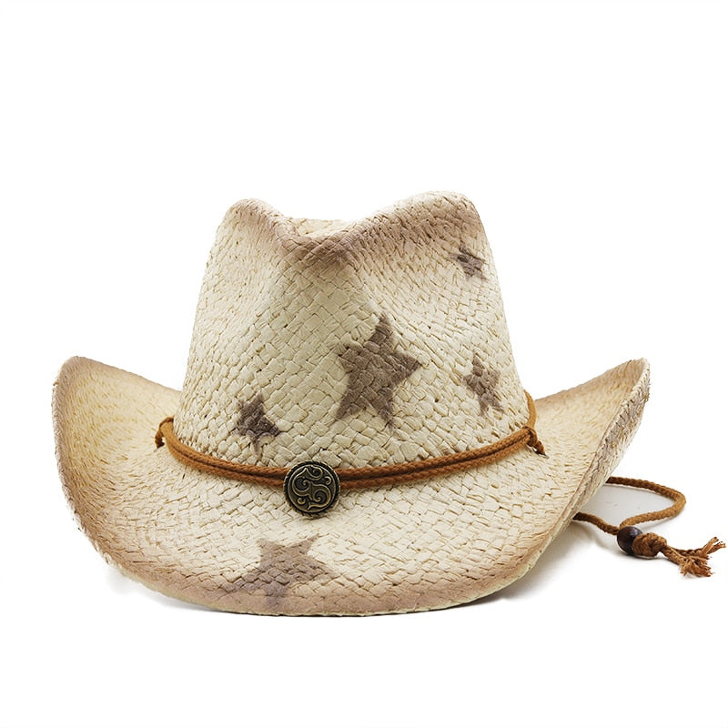 Women's Straw Glamorous Star Pattern Hand-Crafted Sun Hat