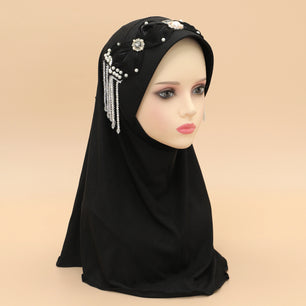 Women's Arabian Polyester Headwear Pearl Pattern Casual Hijabs