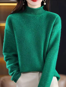 Women's Acrylic Turtleneck Full Sleeves Pullover Solid Sweater