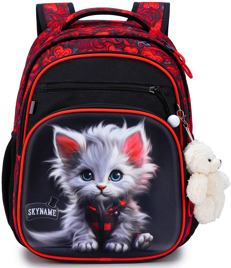 Kid's Nylon Zipper Closure Cartoon Waterproof School Backpack