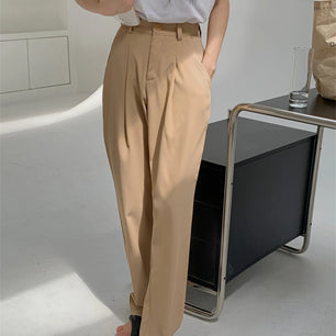 Women's Cotton High Waist Elastic Closure Casual Wear Trousers