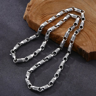 Men's 925 Sterling Silver Link Chain Geometric Pattern Necklace