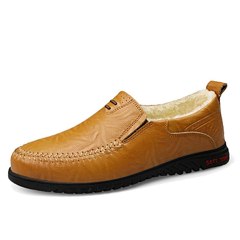 Men's Genuine Leather Round Toe Slip-On Closure Casual Wear Shoes