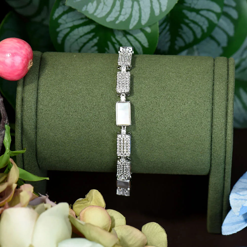 Women's Copper Cubic Zirconia Pave Setting Wedding Bracelet