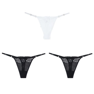 Women's 3 Pcs Spandex Low Waist Breathable Lace Pattern Panties