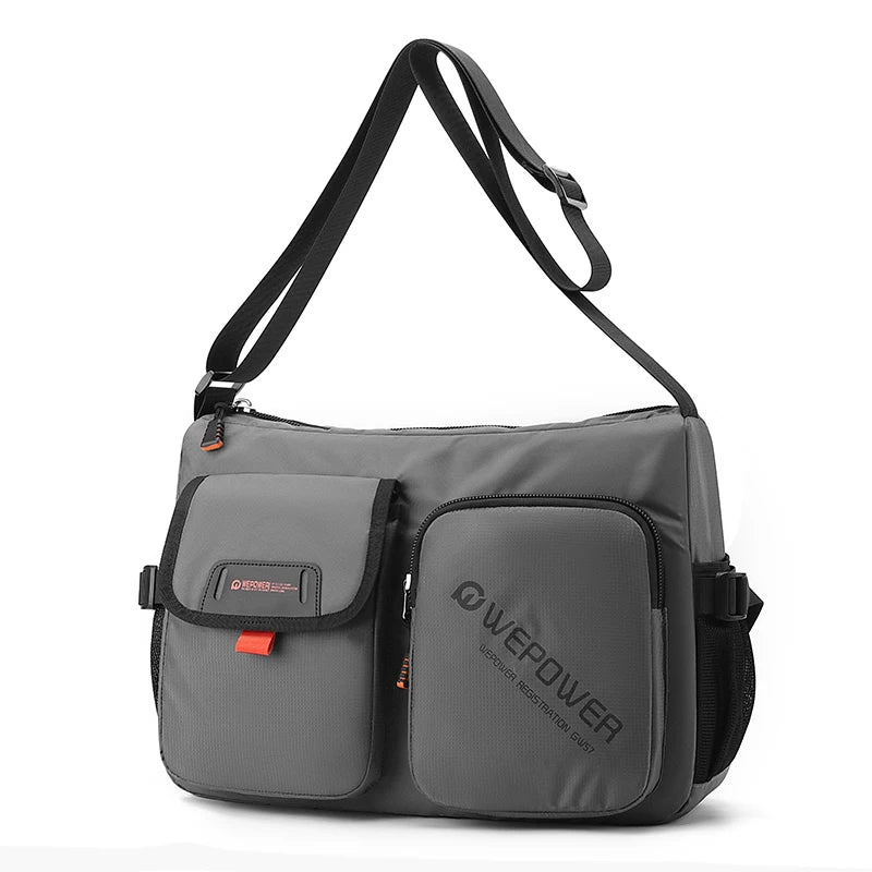 Men's Nylon Zipper Closure Letter Large Capacity Shoulder Bag