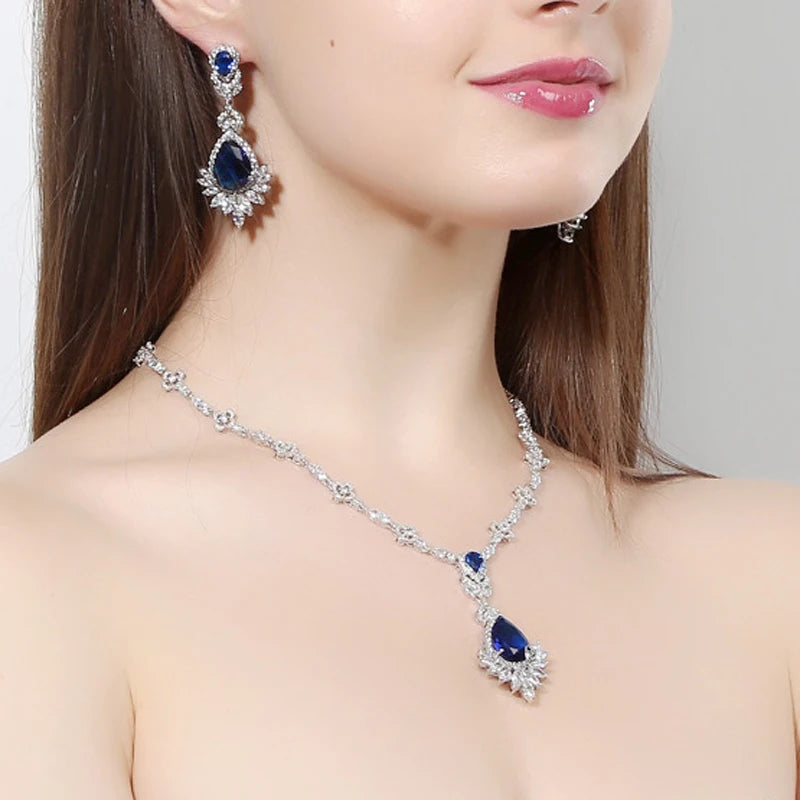 Women's Copper Alloy Cubic Zirconia Water Drop Classic Jewelry Set