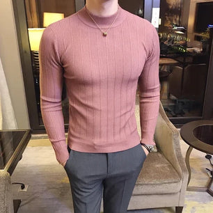 Men's Polyester Turtleneck Full Sleeves Solid Pattern Sweater