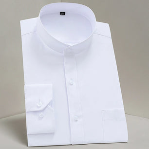 Men's Cotton Stand Collar Full Sleeve Single Breasted Formal Shirt