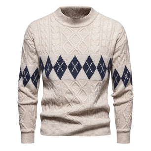 Men's Acrylic O-Neck Full Sleeve Knitted Pattern Casual Sweater