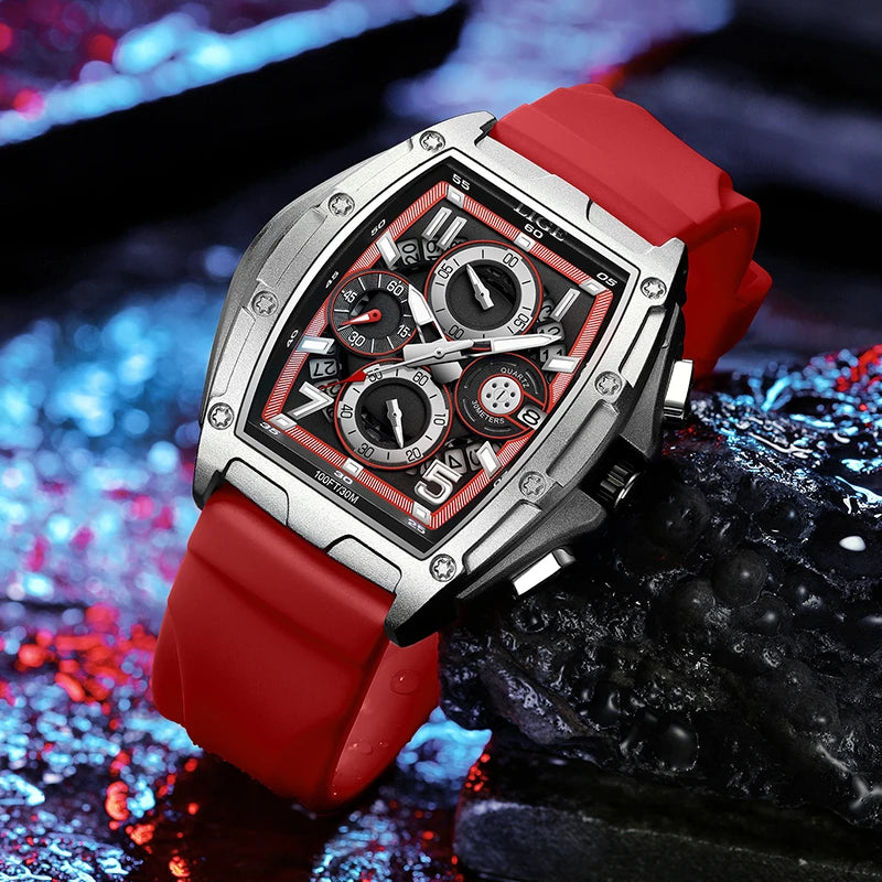 Men's Stainless Steel Buckle Clasp Waterproof Quartz Watches