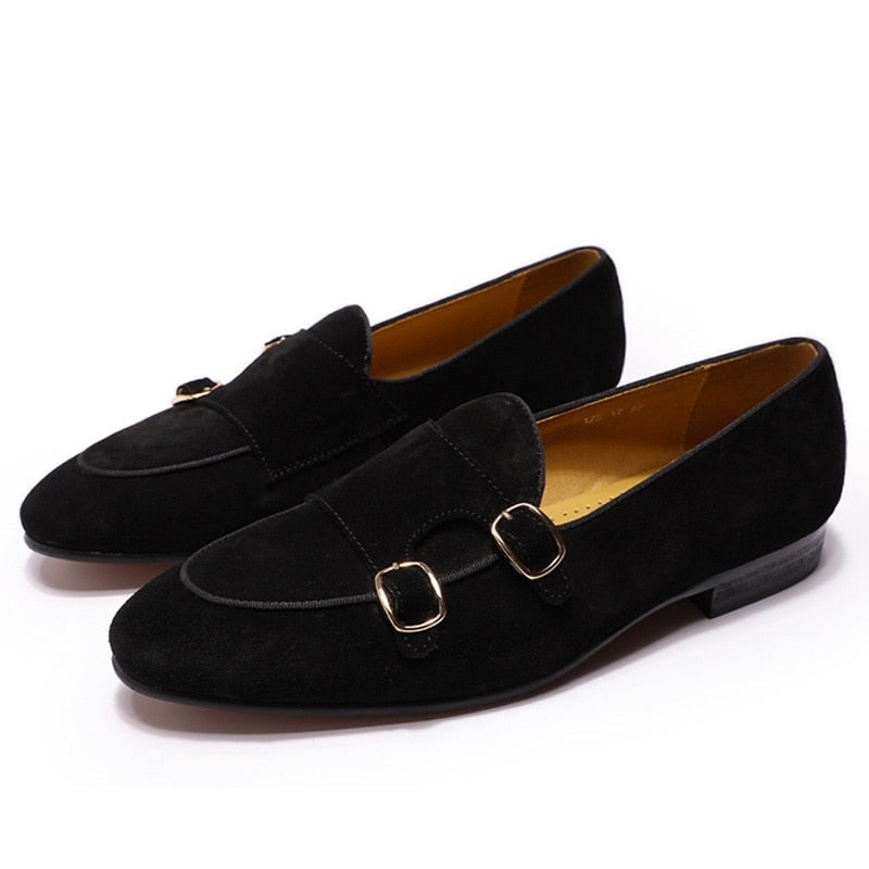 Men's Cow Suede Pointed Toe Slip-On Closure Wedding Party Shoes