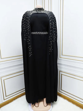 Women's Arabian Polyester Full Sleeves Rhinestone Casual Dress