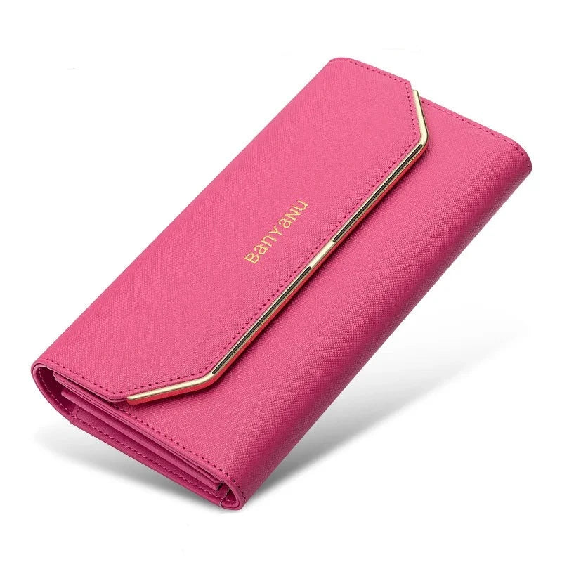 Women's PU Hasp Closure Multi Card Holder Trendy Long Wallet