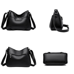 Women's PU Leather Zipper Closure Solid Pattern Shoulder Bag