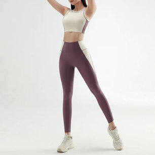 Women's Spandex O-Neck Sleeveless Breathable Fitness Yoga Set