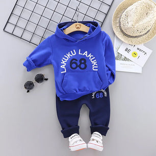 Kid's Boys Cotton Long Sleeves Casual Hooded Two-Piece Suit