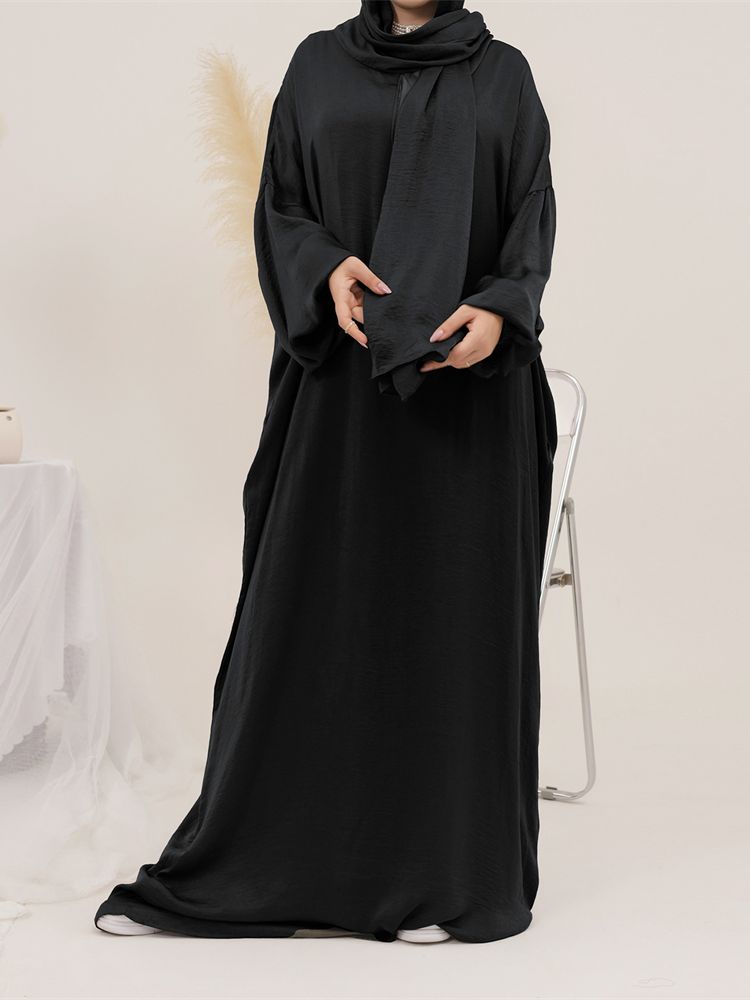 Women's Arabian Polyester Full Sleeves Solid Pattern Casual Abaya