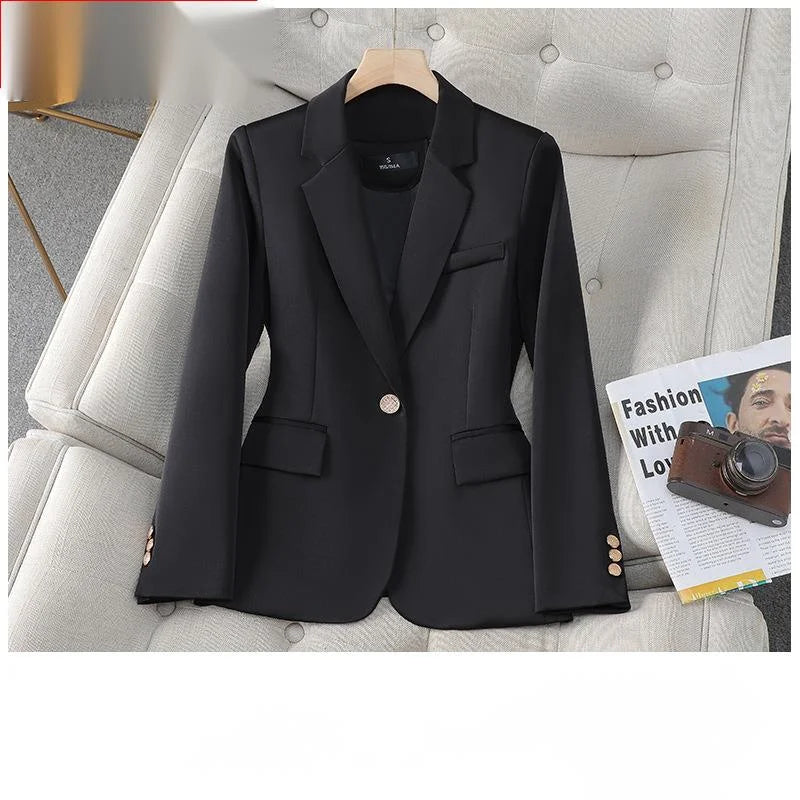 Women's Cotton Notched Long Sleeves Single Breasted Trendy Blazer