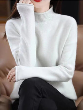 Women's Acrylic Turtleneck Full Sleeves Pullover Solid Sweater