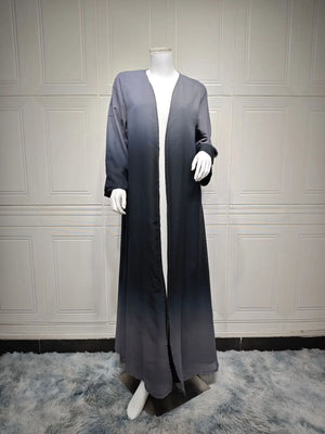 Women's Arabian Polyester Full Sleeve Gradient Pattern Casual Abaya