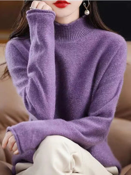 Women's Acrylic Turtleneck Full Sleeves Pullover Solid Sweater