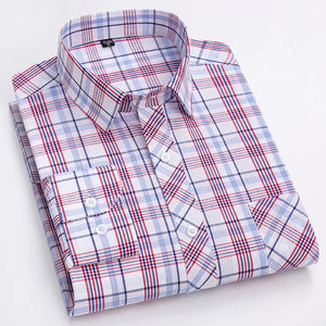 Men's Cotton Turn-Down Collar Full Sleeve Plaid Pattern Shirt