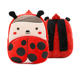 Kid's Boy Velvet Zipper Closure Printed Pattern School Backpack