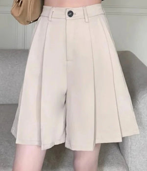 Women's Polyester Zipper Fly Closure Pleated Pattern Casual Skirts