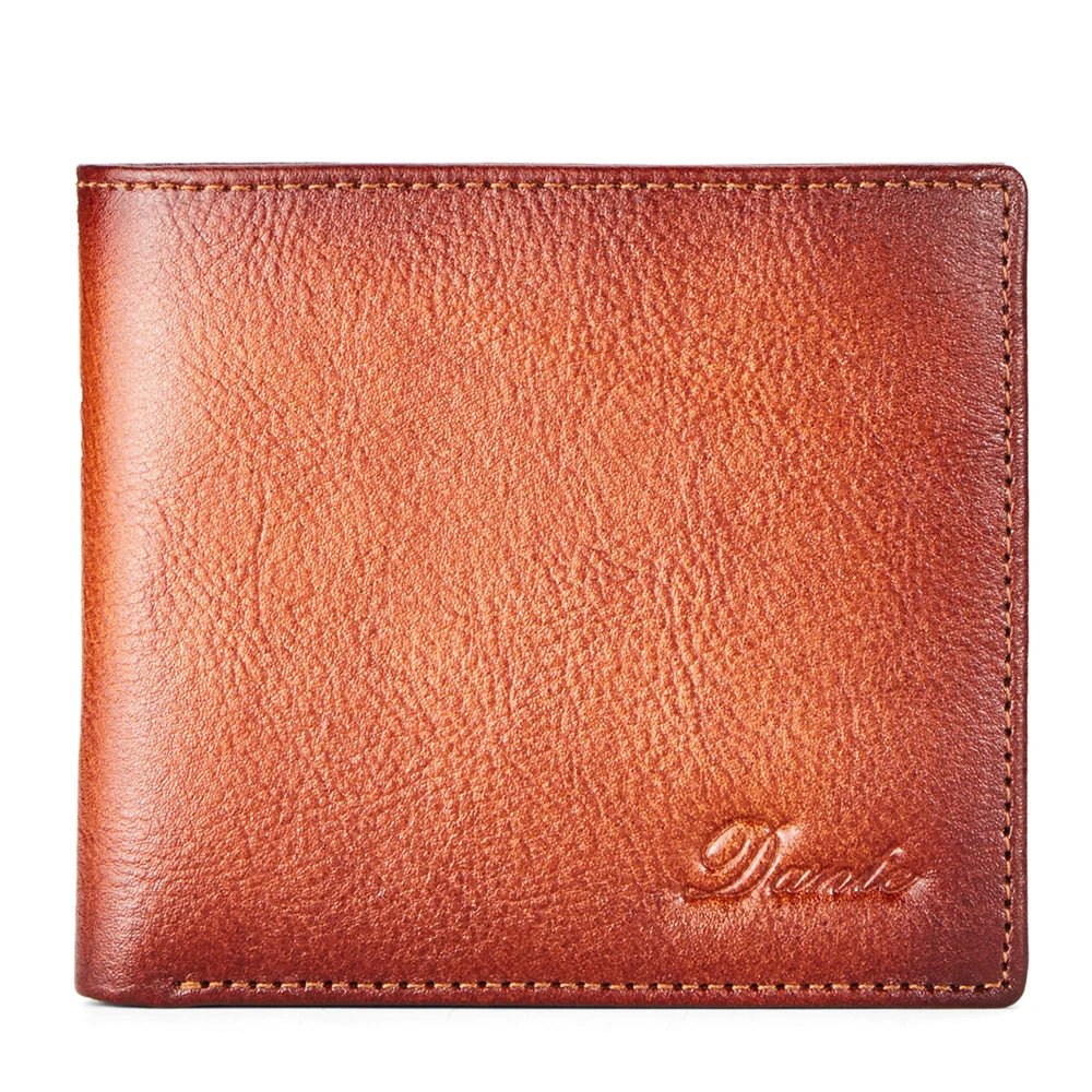 Men's Genuine Leather Letter Pattern Vertical Card Holder Wallet