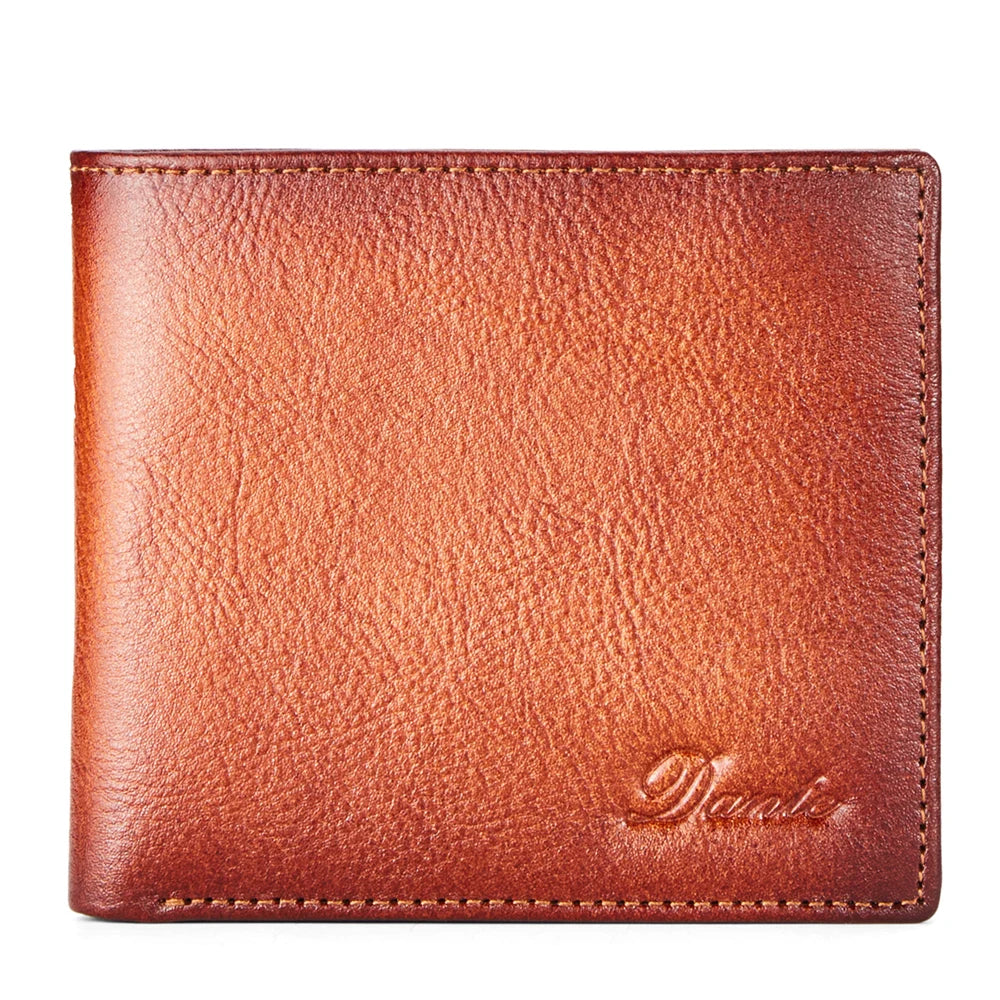 Men's Genuine Leather Letter Pattern Vertical Trendy Wallet