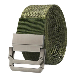 Men's Metal Double Rappelling Buckle Closure Plain Pattern Belts