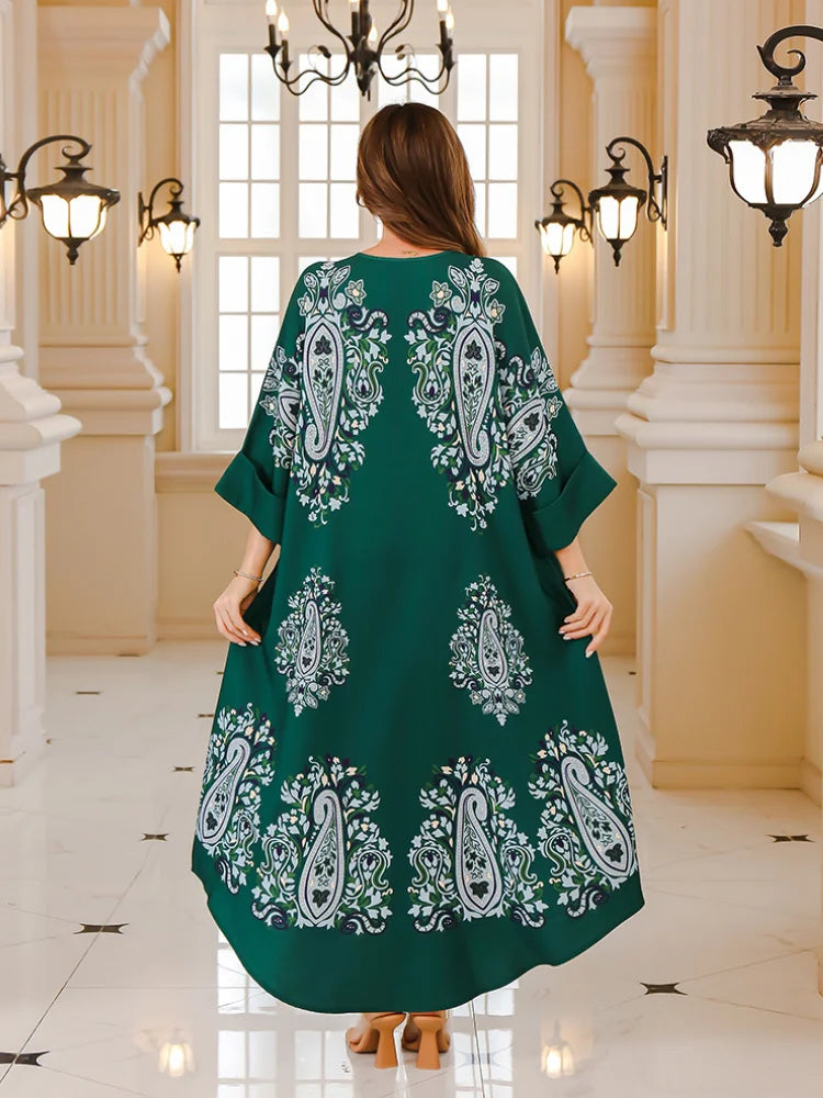 Women's Arabian Polyester Full Sleeves Embroidery Pattern Dress