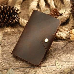 Men's Genuine Leather Solid Pattern Card Holder Trendy Wallets