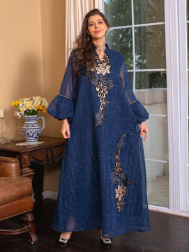 Women's Arabian Polyester Full Sleeve Embroidery Pattern Dress