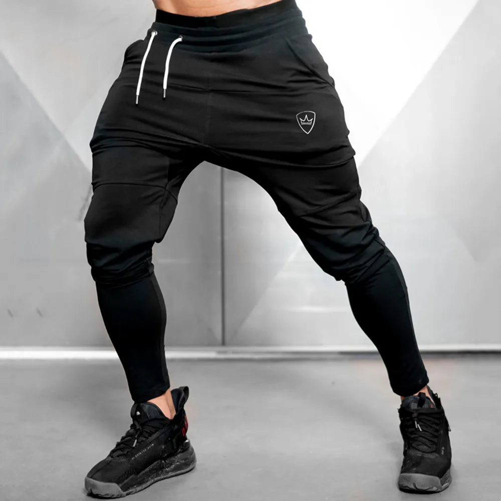 Men's Polyester Drawstring Closure Quick-Drying Gymwear Trousers